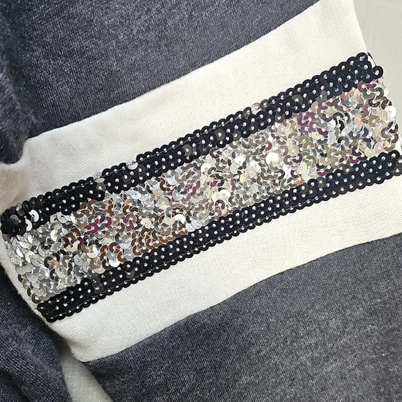 PINK Victoria's Secret Charcoal Hoodie with Striped Accents - Picture 4 of 8